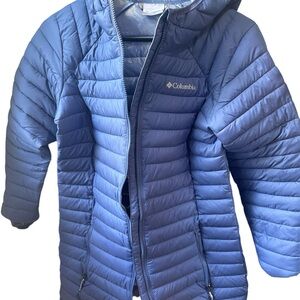 Columbia White Out Omni- Heat Hooded Puffer Coat Yourh Girls size L (14/16)